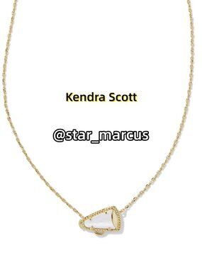 Kendra Scott x Krista Gold Bow Short Pendant Necklace in White